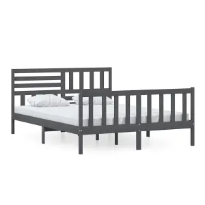 Berkfield Bed Frame Grey Solid Wood 150x200 cm King Size