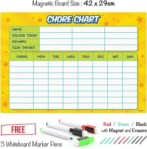 Chore Chart Fridge Planner Magnetic Weekly Planner Whiteboard with Marker A3