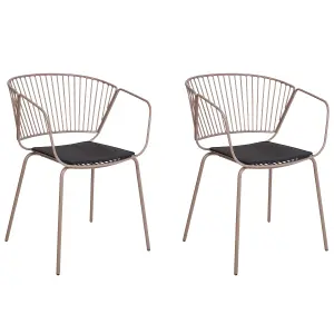 Set of 2 Dining Chairs RIGBY Metal Beige