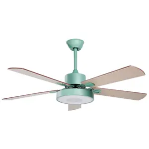 Ceiling Fan with Light Green and Light Wood HOBBLE