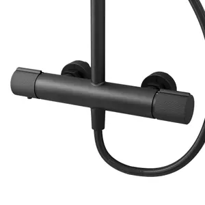 GoodHome Levanna Matt Black Thermostatic Mixer Multi head shower