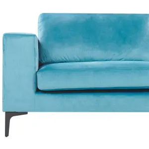 3 Seater Velvet Sofa Light Blue VADSTENA