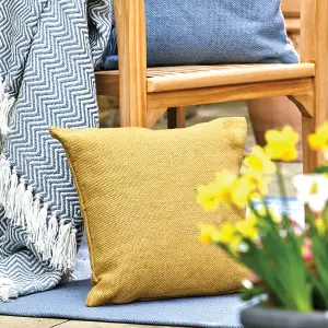 Woven Indoor Outdoor Washable Plain Cosy Cushion Gold - 45cm x 45cm