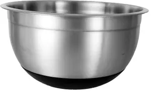 Buckingham Salad Mixing Bowl Designer Stainless Steel 1.5 Litre Silicon Base, Silver Black