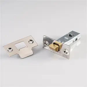 64mm Standard Tubular Door Latch Square Strike Plate & Forend Polished Nickel