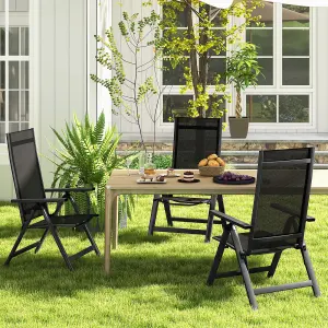 Costway Set of 2 Patio Folding Chairs Outdoor Dining Chairs w/ 7-Position Adjustable Backrest