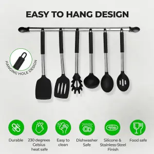 MantraRaj Kitchen Utensils Set with Holder & Drip Pad Silicone Cooking Utensil 8pc Set Silicone Non-Stick Kitchen Tools