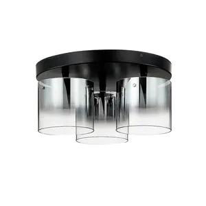 Luminosa Contemporary LED Shade Cluster Ceiling 5 Light Black, Glass 3000K