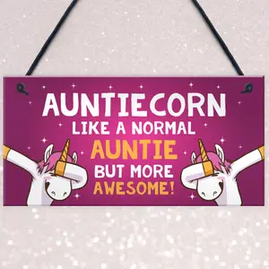 Red Ocean Funny Auntiecorn Plaque Auntie Unicorn Gifts Birthday Christmas Gift For Auntie Gifts From Niece Nephew