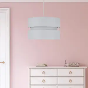 First Choice Lighting Pair of Light Grey Layered Easy Fit Light Shades