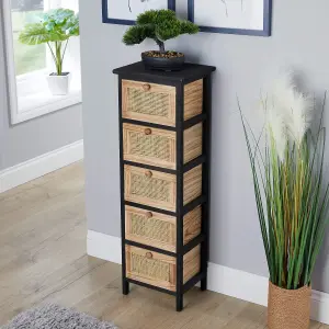 Home Source Mosina 5 Drawer Rattan Storage Chest