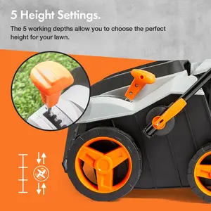 VonHaus Lawn Scarifier, Aerator & Grass Rake Electric 1800W, Dethatch/Rake Grass, Aerates Soil, 55L Box, 10m Cable, 5 Heights