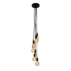 Lucide Fix Modern Cluster Pendant Light - 7xE27 - Black