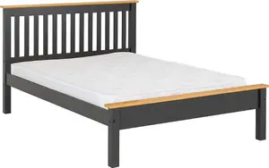 Monaco 5ft Kingsize Bed Frame Low Foot End in Gey and Oak Effect