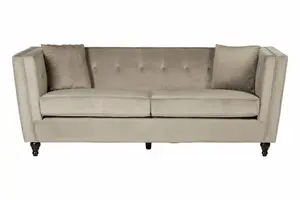 Interiors by Premier Ferris Mink Velvet 3 Seat Sofa