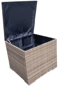 Rattan Garden Storage Box, Waterproof Deck Box with Lid, 333L Storage Basket Box, Gas Pressure Spring - Natural