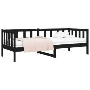 Berkfield Day Bed Black 90x190 cm Solid Wood Pine