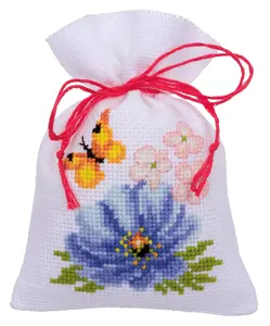 PPBAG PK3 C/FUL FLWR - Counted Cross Stitch Kit: Gift Bags: Colourful Flowers: Set of 3 - Vervaco