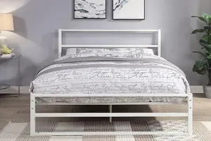 Hartfield White Metal King Size Bed Frame 5ft