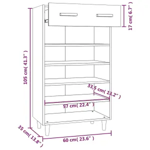 Berkfield Shoe Cabinet White 60x35x105 cm Engineered Wood