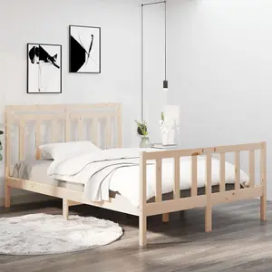 Berkfield Bed Frame Solid Wood 135x190 cm 4FT6 Double