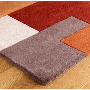 Melrose Lexus Terracotta Soft Natural Wool Low Pile Large Area Rug 160/230cm