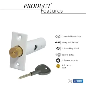 XFORT 2 Pack Mortice Door Bolts, Door Security Rack Bolt, White