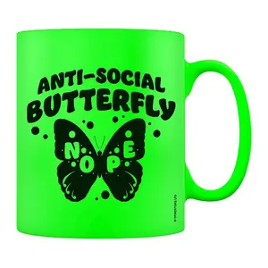 Grindstore Anti-Social Butterfly Neon Mug Green/Black (One Size)