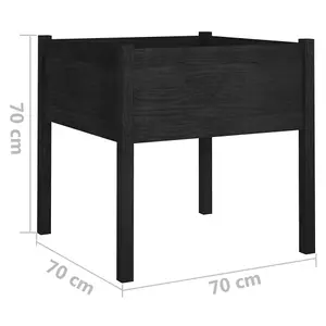 Berkfield Garden Planter Black 70x70x70 cm Solid Pinewood