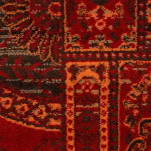 Red Brown Traditional Patchwork Living Room Rug 80x150cm