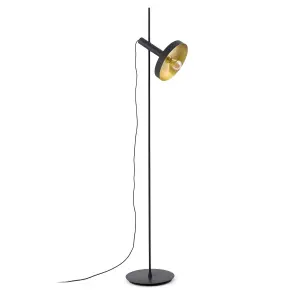 Luminosa Whizz 1 Light Floor Lamps Black, Satin gold, E27