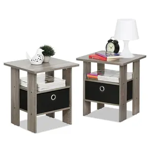 Joseph Side Table Nightstand with Bin Drawer, 2 per set (Set of 2) French Oak