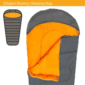 Milestone Camping Mummy Single Sleeping Bag - Grey