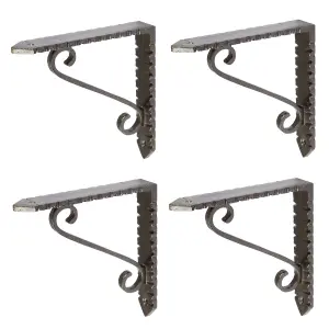 Hammer & Tongs Notched Scroll Iron Shelf Bracket - D105mm - Raw - Pack of 4