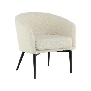 Fluffy White Boucle Comfy Armchair , White