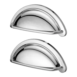 GoodHome Chervil Chrome effect Kitchen cabinets Cup Pull Handle (L)9.46cm (D)24mm, Pack of 2