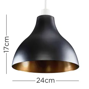 ValueLights Dexter Black Ceiling Pendant Shade and B22 GLS LED 6W Warm White 3000K Bulb