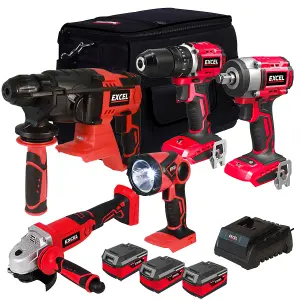 Excel 18V 5 Piece Cordless Power Tool Kit with 3 x 4.0Ah Batteries Charger & 20" Bag EXLKIT-501