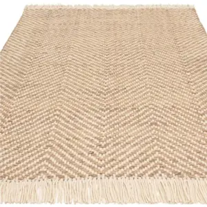 Handmade Kilim Modern Cream Geometric Cotton Jute Easy to Clean Rug for Living Room and Bedroom-120cm X 170cm