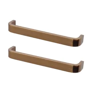 DecorAndDecor - SABLE Antique Copper D-Shape Flat Kitchen Door Cabinet Cupboard Pull Handles - 192mm - Pair