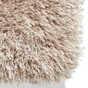 Hand tufted Solid Beige Plain Shaggy Rug-60cm X 120cm