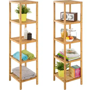 Standing bathroom shelf - 5 tiers in bamboo - brown