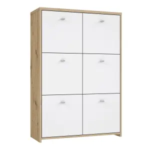 Best Chest Storage Cabinet with 6 Doors in Artisan Oak/White