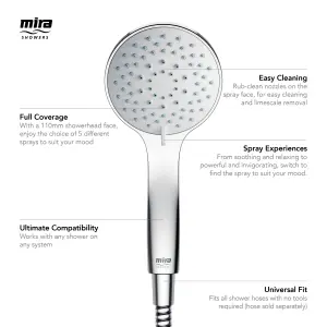 Mira Moto Chrome effect 5-spray pattern Shower head, 325mm