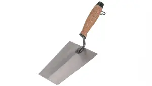 Toolty Bucket Trowel with Cork Handle 180mm Grinded Carbon Steel for Brickwork and Plastering Rendering Masonry DIY