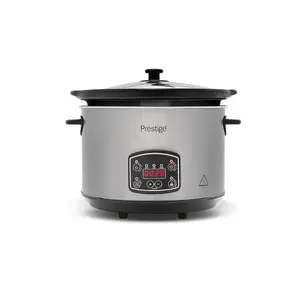 Prestige Silver Stainless Steel Programmable Digital Slow Cooker with Timer Small 5.5L