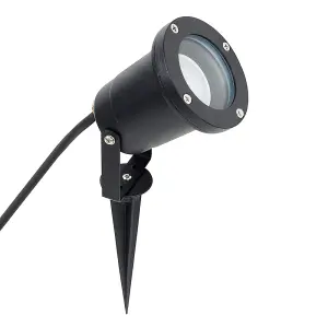 ValueLights Derwent Modern Ground Spike Wall Mount IP65 Rated Outdoor Light In Black Finish