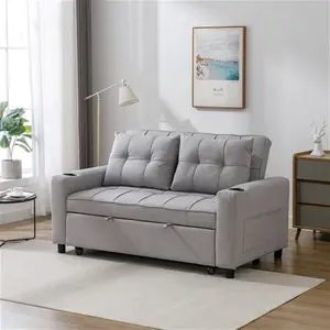 Light Grey Hudson 2 Seater Sofa Bed | Linen Sofa Bed | Furniture Online