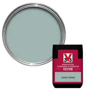 V33 Renovation Agave Green Satinwood Cupboard & cabinet paint, 75ml Tester pot