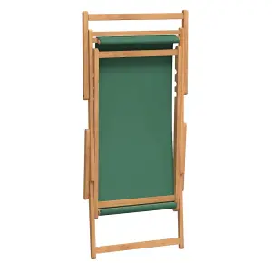 Berkfield Folding Beach Chair Solid Wood Teak Green